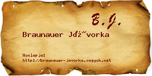 Braunauer Jávorka névjegykártya